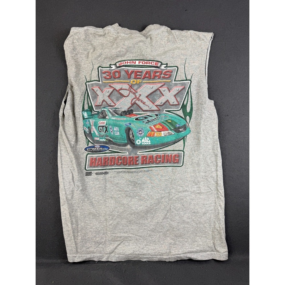 VTG Gildan Mens Gray Sleeveless T-Shirt 30 Years of Hardcore Racing Graphic M